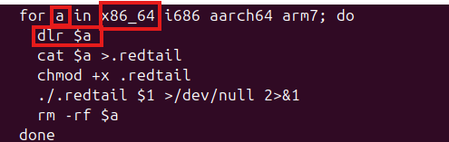 Bucle: a = x86_64 e invoca dlr $a