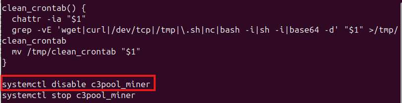 Línea que deshabilita el servicio de minería