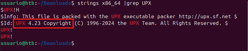 Versión del packer con strings
